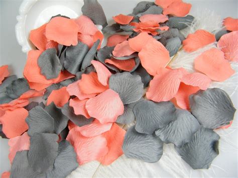 Coral And Grey Artificial Rose Petals 500 Coral By Morrelldecor