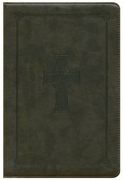 Esv Personal Size Study Bible Trutone Olive Celtic Cross Design