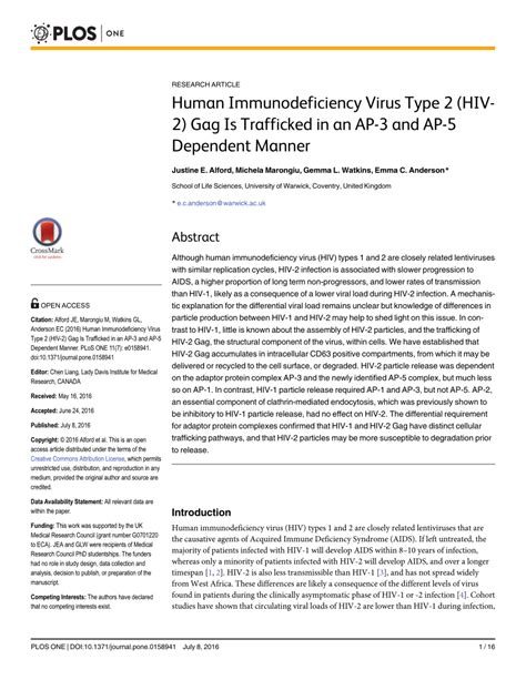 Pdf Human Immunodeficiency Virus Type 2 Hiv 2 Gag Is Trafficked In