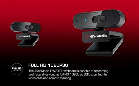 Avermedia Pw310p Webcam Full 1080p 30fps Hd Camera With Autofocus And Dual Stereo Microphones