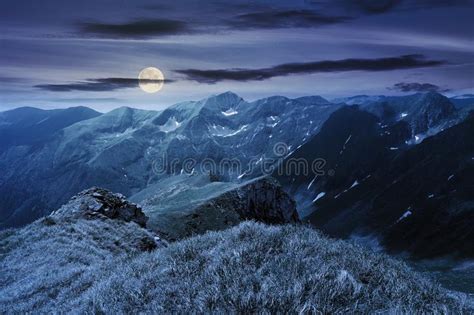 Beautiful Landscape Of Fagaras Mountains At Night Stock Image Image