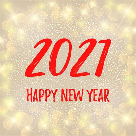 Happy New Year 2021 Text Vector Card Design Golden Glitter Background