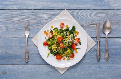 Restaurant Dish Vegetable Salad On Rustic Table Stock Photo Image