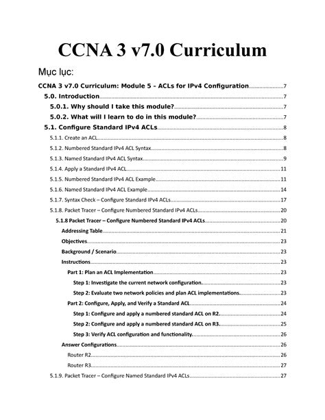 CCNA V Curriculum Module ACLs For IPv Configuration CCNA