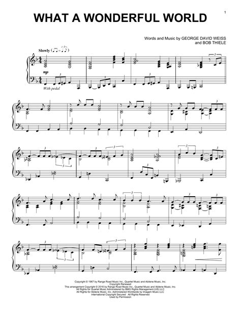 What A Wonderful World Piano Solo Print Sheet Music Now