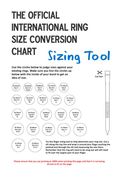 Official International Ring Size Conversion Chart Edit Fill Sign