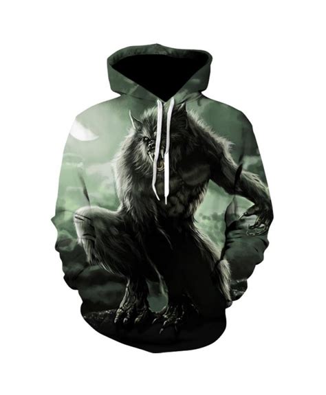 Fashion Cool Evil Wolf Hoodies Men Women Thin 3d Sweatshirts With Hat