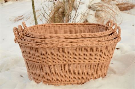 Large Wicker Laundry Basket Big Laundry Basket Handled Oval Etsy