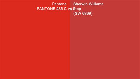 Pantone 485 C Vs Sherwin Williams Stop Sw 6869 Side By Side Comparison