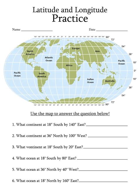 World Map Latitude And Longitude Worksheet Latitude And Longitude Map
