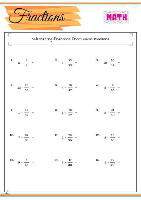Grade 4 Math Fractions Iv Subtraction