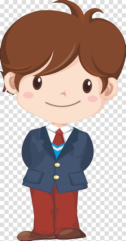 Brown Haired Man Standing Cartoon Boy Transparent Background Png