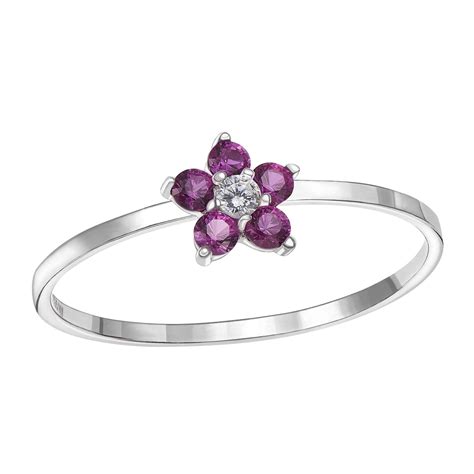 Tilo Jewelry Tilo Sterling Silver Cz Mini Flower Simulated Ruby