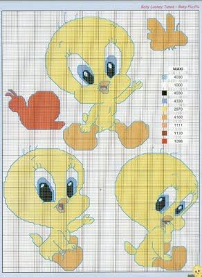 Jedes kästchen steht für eine. Looney Tunes Babies | Disney cross stitch, Cross stitch for kids, Cross stitch animals