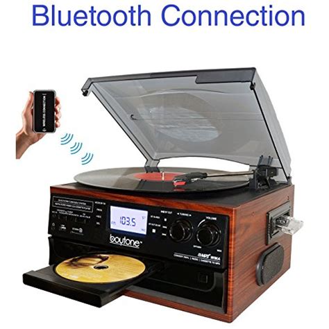 Boytone Bt 22m Bluetooth Record Player Turntable Amfm Radio