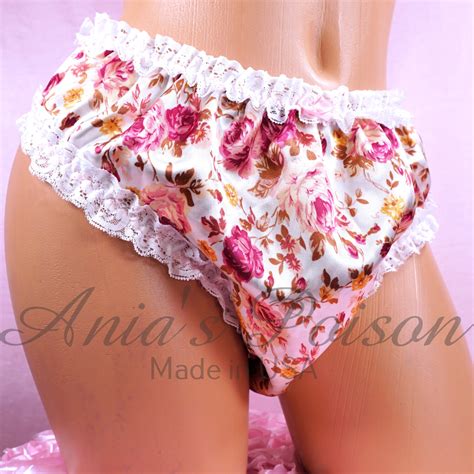 Anias Poison Full Bikini Cut Prints Florals And Polka Dots Frilly Lace Trim Soft Satin Lined