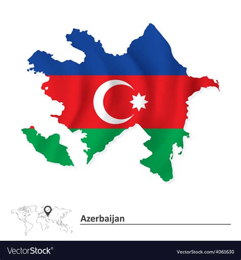 Map Of Azerbaijan With Flag Royalty Free Vector Image