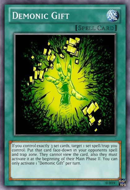 Rarity in yugioh is established by the card being made special in some way through liberal use of foil and plastic to give the cards enough shine to attract a horde of magpies. Demonic Gift (fake card). Your thoughts? : yugioh