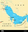 Persian Gulf region countries political map. Iran, Iraq, Kuwait Stock ...