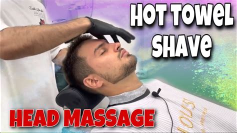 relaxing barber face perfect hot towel shave asmr shave head massaging youtube