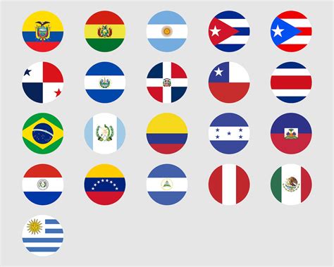Latin America Countries Round Flags Svg Bundle Set Country Etsy
