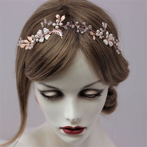 Rose Gold Silver Or Gold Floral Pearl Wedding Hair Accessory Etsy Uk