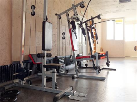 Sports Fitness Room With Sports Equipment And Exercise Equipment Stock