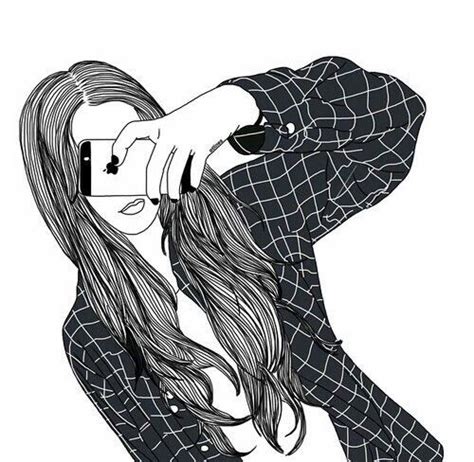 Image Via We Heart It Blackandwhite Drawing Girl Iphone Outlines Tumblr A R T A N D M U