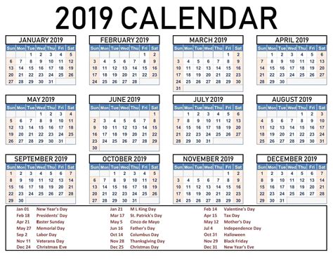 Free Printable Blank Calendar 2020 With Usa Holidays Download