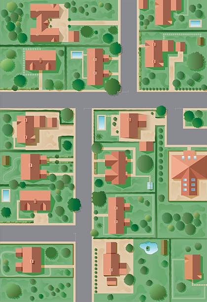 Aerial View Neighborhood Illustrations Royalty Free Vector Graphics