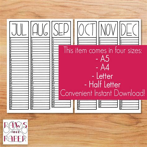 Undated Calendar Printable With 3 Months At A Glance For Your Etsy