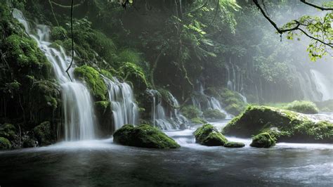 Waterfalls And Stones With Moss 4k 5k Hd Nature Wallpapers Hd