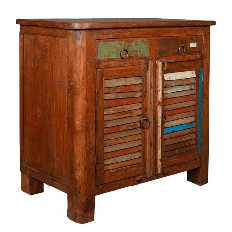 Allendale Rustic Reclaimed Wood Shutter Door 2 Drawer Storage Cabinet