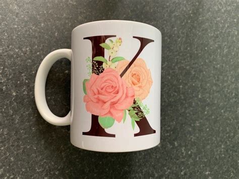 Personalised Initial Mug Floral Mug Custom Made T Etsy