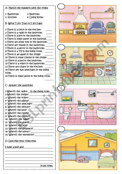 Parts Of The House Esl Worksheet By Rose95