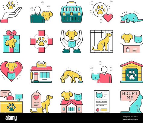 Animal Pet Shelter Collection Icons Set Vector Stock Vector Image And Art