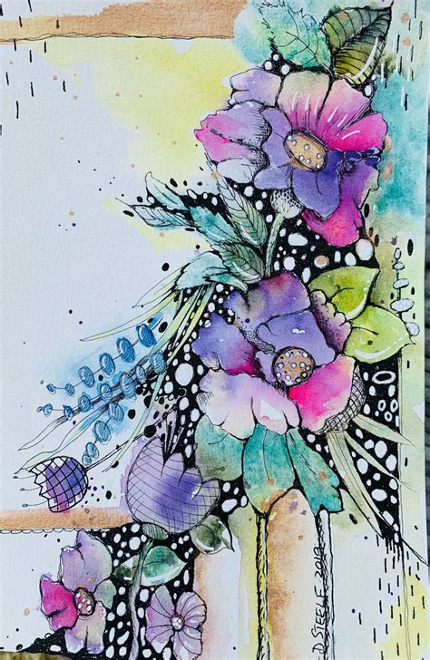 Watercolour Flowers Ink Pen Drawings Watercolor Flowers Paintings