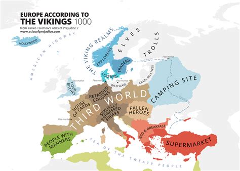 Comic Map Of Europe According To The Vikings (Circa 1000)