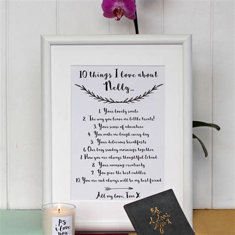 Personalised Ten Things I Love About You Print By Posh