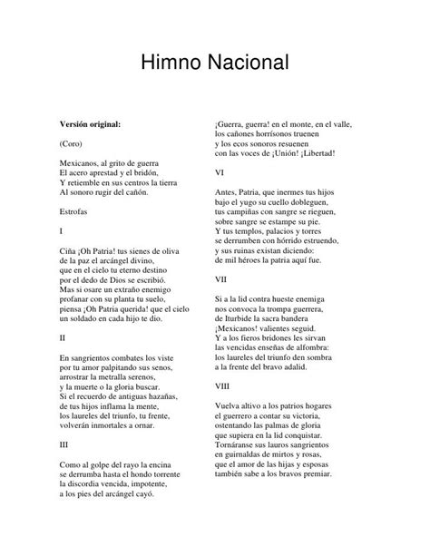Letra Himno Nacional Himno Nacional Letra Del Himno Nacional