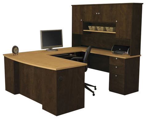 Bestar Manhattan U Shape Executive Desk In Secret Maple And Chocolate