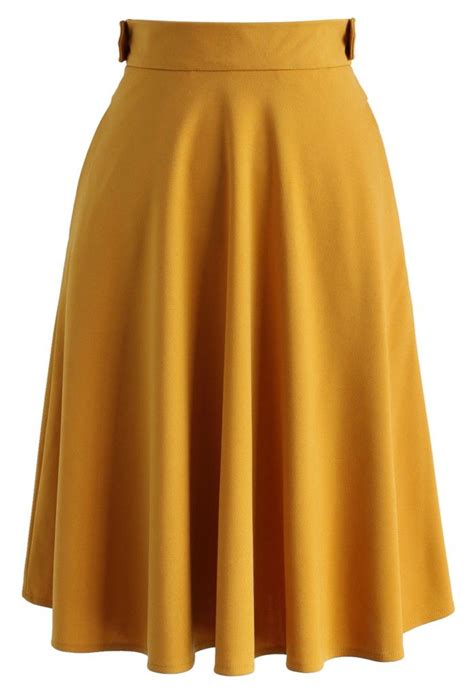 Basic Full A Line Skirt In Mustard Mustard Skirt Fashion Mustard