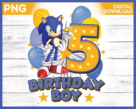 Sonic Birthday Boy Age 5 Png Image Digital Download You Etsy Uk
