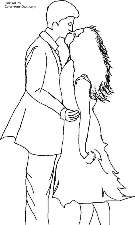 Anime Couples Kissing Coloring Pages