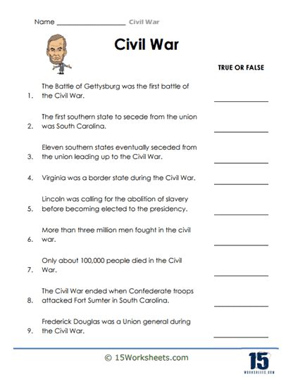 American Civil War Worksheets 15