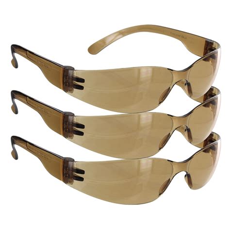 rugged blue small faces safety glasses amber 3 pk