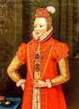 an old painting of a man in red and gold clothing with a crown on his head