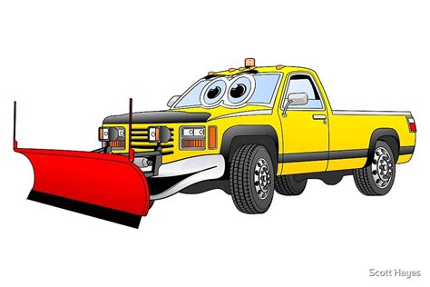 Yellow R Pick Up Truck Snow Plow Cartoon By Scott Hayes Redbubble