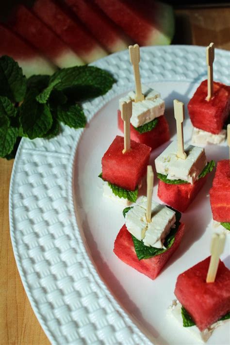 Watermelon Feta Mint Skewers Fruit Appetizers Feta Appetizer Recipes