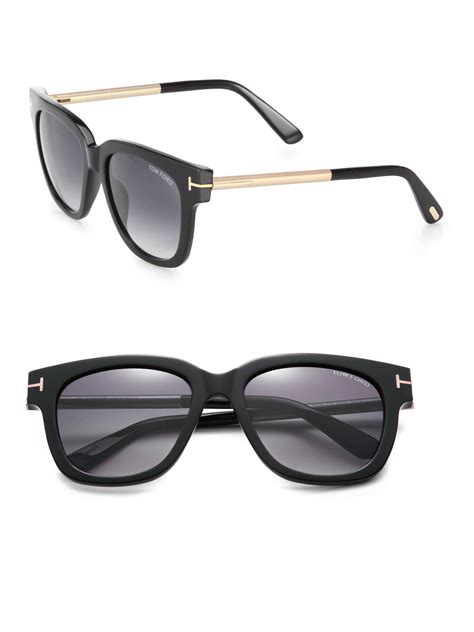lyst tom ford square acetate and metal sunglasses in black